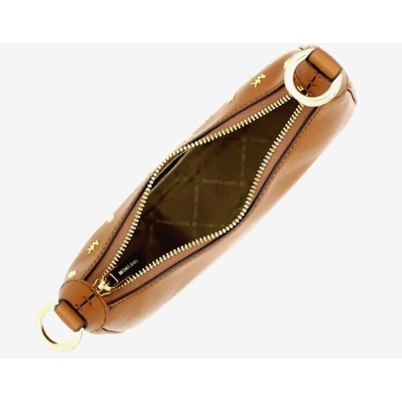 New Michael Kors Cora Shoulder Bag Medium Zip Pouchette Luggage with Studs - Picture 6 of 6